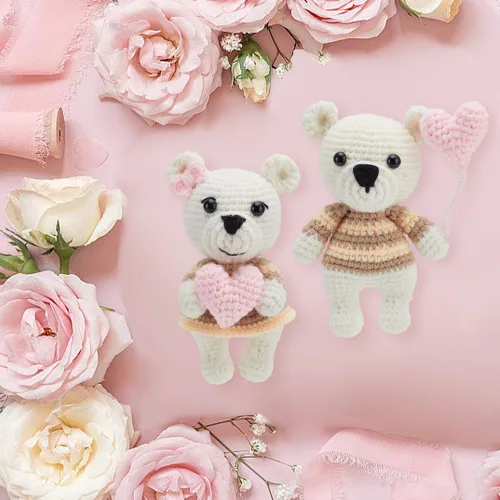 Miniatura 4 de ACRNIGHEET Kit de ganchillo para principiantes, juego de 2 piezas de ganchillo de oso con globos en forma de corazón, kit de inicio de ganchillo