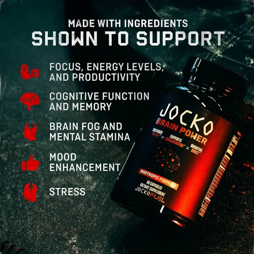 Miniatura 5 de Jocko Fuel Brain Power - Suplementos dietéticos nootrópicos para la memoria y la concentración con L teanina, L carnitina, energía y suplemento