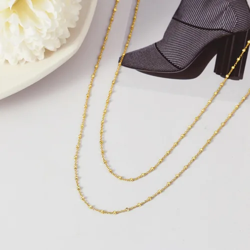 Miniatura 7 de MBW Delicado collar gargantilla para mujer, chapado en oro de 14 quilates, collares de cadena de cubo en capas para mujer, collares simples de moda