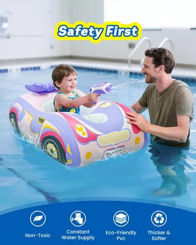 Miniatura 3 de Automatic Water Gun with Toddler Pool Float, Inflatable Car Baby Swimming Float, Pool Toys for Girls Boys Kids Morado