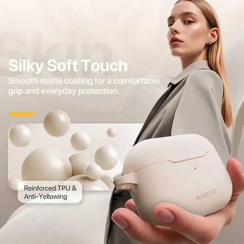 Miniatura 9 de MAGEASY Funda diseñada para estuche de AirPods Pro 2 - Funda protectora a prueba de golpes para AirPods Pro y Pro 2, resistente a las manchas, suave