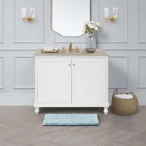 Miniatura 6 de Laura Ashley Tapete de baño de chenilla Astor 100% poliéster Decoración de baño premium Lavable a máquina Respaldo TPR Mide 17 x 24 Aqua