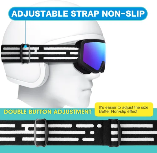 Miniatura 5 de EasYoung Gafas de esquí y snowboard para niños, jóvenes, niños y niñas de 3 a 15 años 07: Marco blanco con lente plateada