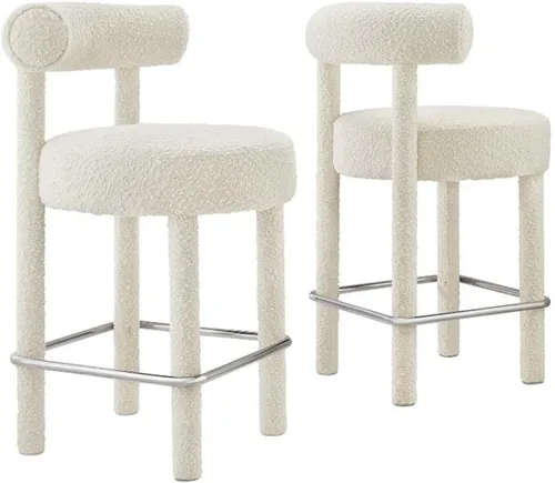 Miniatura 44 de Modway EEI-6705-IVO Toulouse Boucle - Juego de 2 sillas de comedor de tela, color marfil