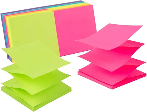 Paquete de 12 notas adhesivas emergentes de 3 x 3 pulgadas, bloc de notas superadhesivas de colores brillantes, 6 colores, adhesivo fuerte