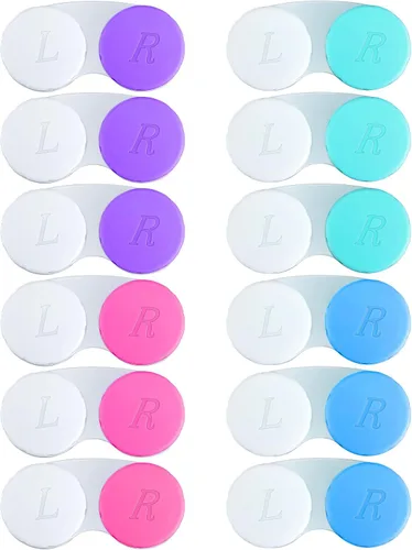 Estuche para lentes de contacto de 12 piezas, caja colorida para lentes de contacto izquierdos/derechos, contenedor de soporte para lentes de