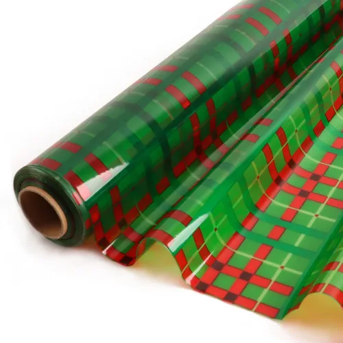 CMFYHM Rollo de envoltura de celofán navideño (34" x 100 pies) 3 mil de película larga envoltorios de regalo para cestas, cajas, vino, decoración