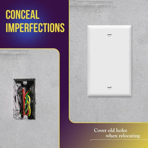 Miniatura 5 de ENERLITES - Tapa de placa de pared en blanco, acabado brillante, tamaño estándar de 1 gancho 4.50 pulgadas x 2.76 pulgadas, termoplástico