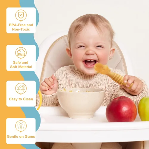Miniatura 7 de 8 utensilios de destete LED para bebés, cuchara de silicona de primera etapa, cucharas multicolor para bebés de más de 6 meses, Cucharas