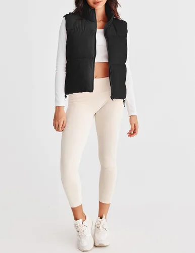 Miniatura 5 de MEROKEETY Chaleco acolchado para mujer, cuello alto, con cremallera, sin mangas, con bolsillos