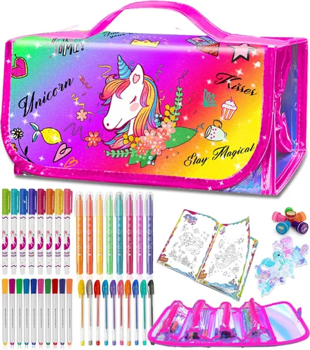 Miniatura 10 de 56 PIEZAS Juego de Marcadores Lavables con Aroma y Purpurina Estuche de Lápices, Artes y Manualidades de Sirenas y Unicornios para niños de 4-6-8