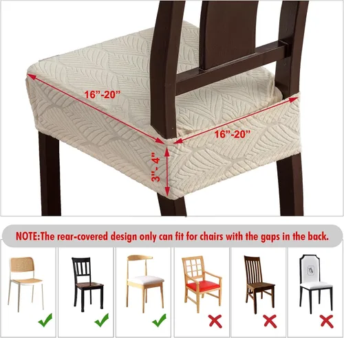 Miniatura 6 de Fundas de asiento para silla de comedor, extraíbles y lavables, juego de 2, fundas de cojín de asiento de silla de jacquard, protectores