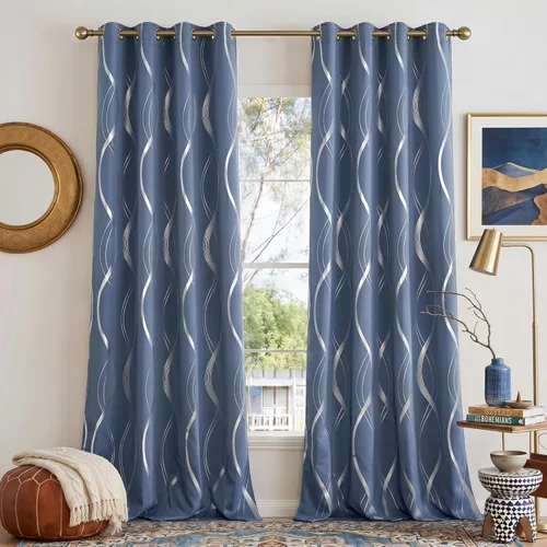 Miniatura 106 de NICETOWN Paneles de Cortinas Opacas para Dormitorio - Tratamiento de Ventanas con Aislamiento Térmico, Ojales Sólidos, Cortinas Opacas con Diseño