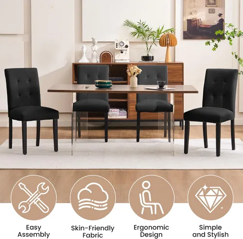 Miniatura 6 de Joysoul Juego de 2 sillas de comedor, sillas tapizadas de piel sintética con respaldo copetudo, sillas de cocina con marco de madera maciza, sillas