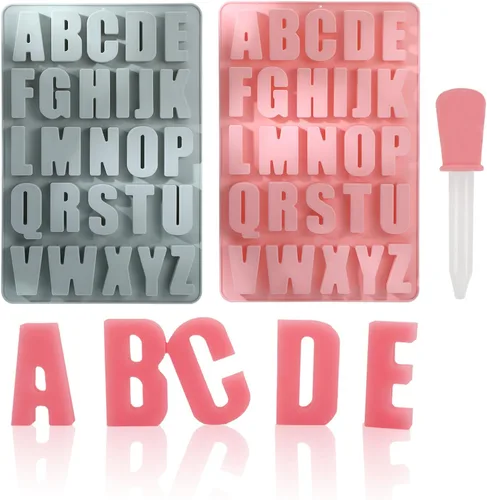 2 moldes de letras para chocolate, moldes de silicona para manualidades, adecuados para hacer chocolate, dulce de azúcar, galletas, pasteles y otros