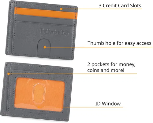 Miniatura 3 de Timberland Men's Slim Leather Front Pocket Credit Card Holder Wallet