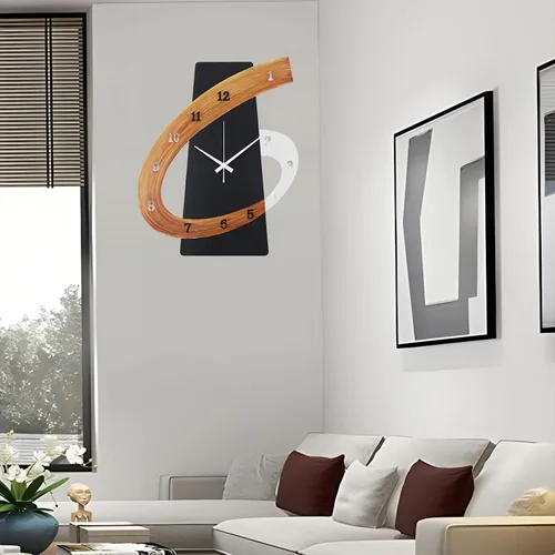 Miniatura 7 de Reloj de pared moderno grande decorativo, de 43 cm, negro, silencioso y sin tictac, relojes de pared nórdicos de metal para sala de estar, hogar