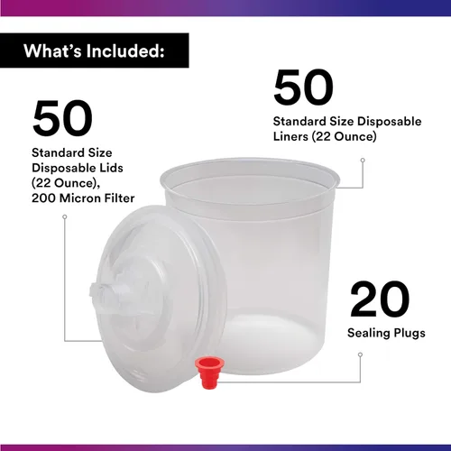 Miniatura 2 de 3M PPS (Serie Original) Kit de Tapas y Forros para Tazas de Pistola de Pintura, 16000, Estándar, 22 oz, Filtro de 200 Micrones, Uso con Pistola