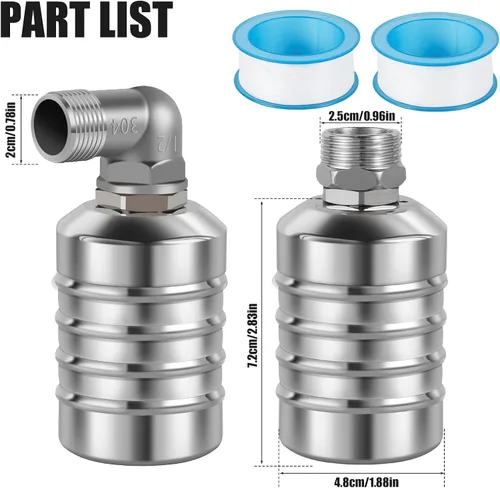 Miniatura 2 de Válvula de flotador de acero inoxidable 304 totalmente automática con control de nivel de agua para tanque de agua, mini válvula de flotador de bola
