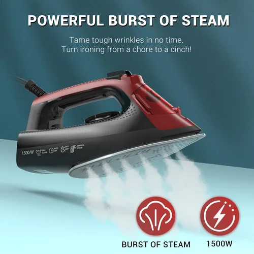 Miniatura 2 de BEAUTURAL Plancha de vapor para ropa, suela recubierta de cerámica con vapor de ráfaga, apagado automático de 3 vías, antigoteo y anti-calco