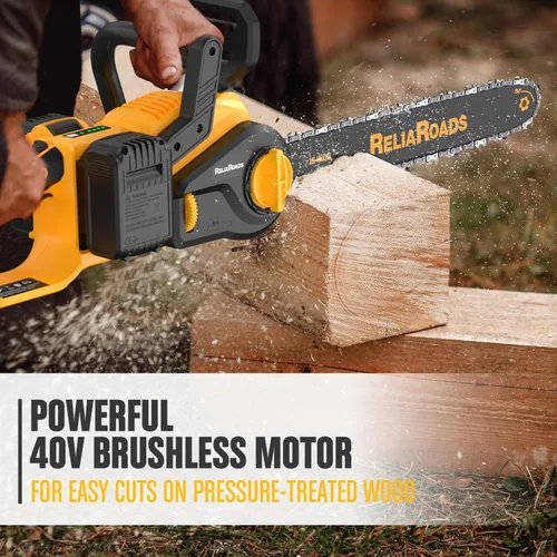 Miniatura 3 de ReliaRoads - Motosierra sin escobillas de 16 pulgadas, de 40V (2 x 20V MAX) inalámbrica con batería recargable compatible con batería DeWALT, ideal