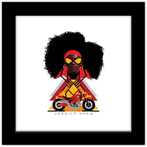 Trends International Gallery Pops Spider-Man: Across the Spider-Verse - Arte de pared con retrato de Jessica Drew, versión enmarcada en negro, 12 x