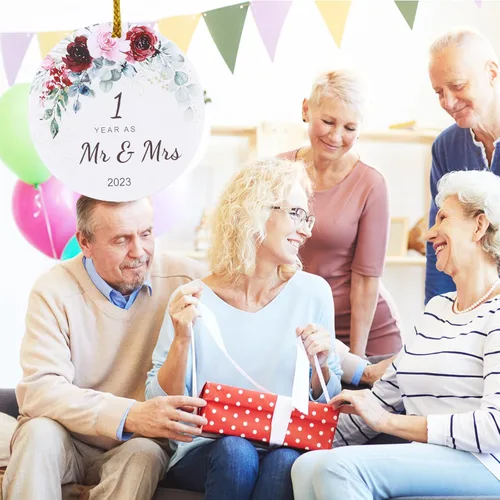Miniatura 4 de Jnglr Adorno de primer aniversario 2026, regalos de boda para parejas 2026, 1er para parejas, adorno de Navidad de boda de doble cara, acrílico de 3
