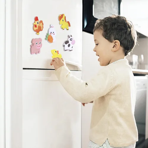 Miniatura 7 de SUPINEEDO Imanes de refrigerador para niños, lindos imanes de refrigerador de animales de granja para niños pequeños de 1-3 años, imanes