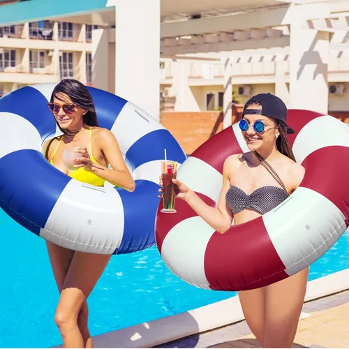 Miniatura 5 de Gemscream 2 flotadores grandes de piscina con asas, 47.24 pulgadas, tubos inflables de piscina tamaño adulto para tumbonas de verano, fiesta