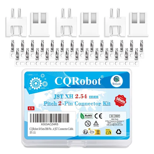 Miniatura 115 de CQRobot JST EL 4.5 mm de paso 2 pines conector electrónico IC macho, enchufes hembra carcasa y kit de terminales de crimpado en T macho/hembra. 50