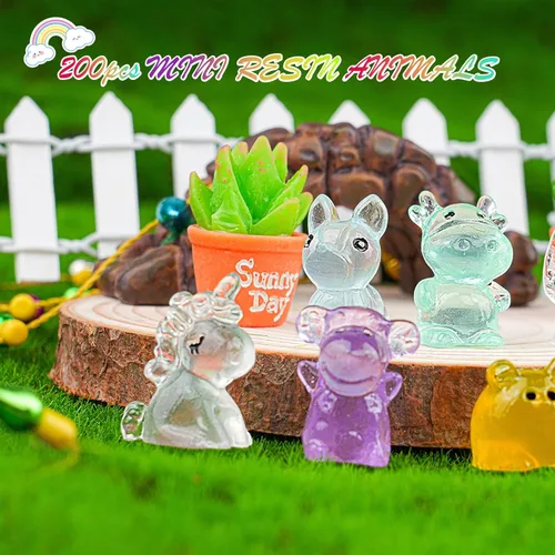 Miniatura 2 de 200 piezas de animales luminosos en miniatura de resina para esconder pequeñas criaturas que brillan en la oscuridad para accesorios de decoración