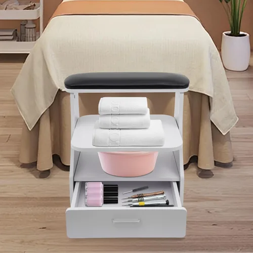 Miniatura 4 de Carrito móvil de manicura y pedicura con asiento, taburete multifunción para baño de pies, organizador de almacenamiento con ruedas para salón