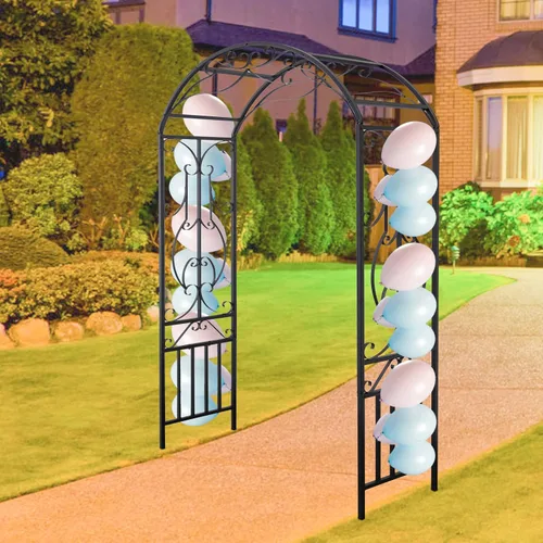 Miniatura 8 de Arco de jardín para exteriores, 86.6 pulgadas de alto x 44.1 pulgadas de ancho, enrejado de metal, plantas trepadoras para bodas, fiestas de césped