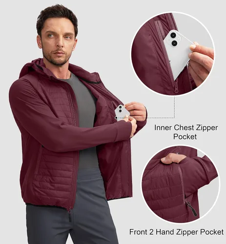 Miniatura 5 de Pudolla Men's Lightweight Puffer Jacket Winter Thermal Running Jacket Hybrid Waterproof Down Coat for Golf Hiking