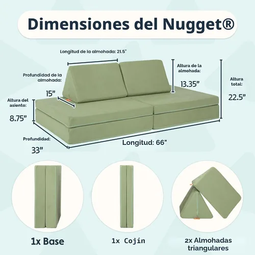 Miniatura 3 de Nugget - El sofá de juego original para niños - Sofá modular de espuma infantil para sala de juegos, imaginación y juego creativo de extremos Bambú