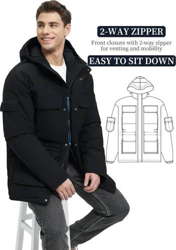Miniatura 4 de Abrigos de invierno para hombre, chaquetas de invierno, impermeables, cálidas, gruesas, largas, con capucha