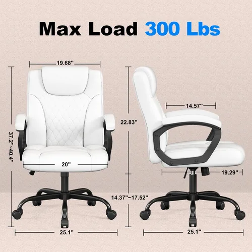 Miniatura 3 de Misolant Silla de Oficina, Silla de Escritorio Ejecutiva, Sillas Ergonómicas Cómodas de Cuero PU con Reposabrazos Fijo, Altura Ajustable, Función