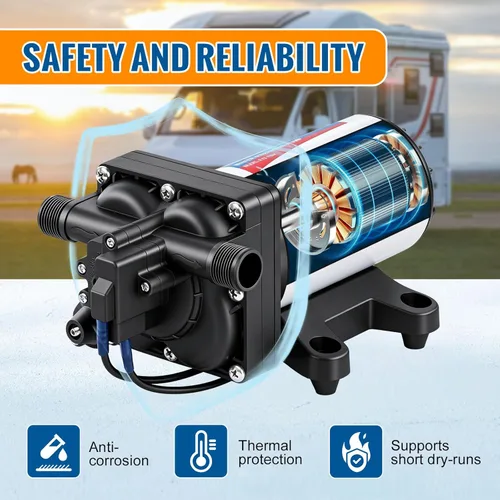 Miniatura 9 de YOUNGTREE Bomba de diafragma de presión de agua de 110 V CA 5.5 GPM, 70 PSI, bomba de transferencia de agua para autocebado de 110 voltios bajo