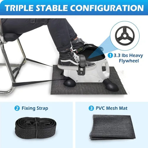Miniatura 8 de TABEKE Ejercitador de pedales de bicicleta para debajo del escritorio, mini bicicleta estática para ejercicio de brazos/piernas, ejercitador