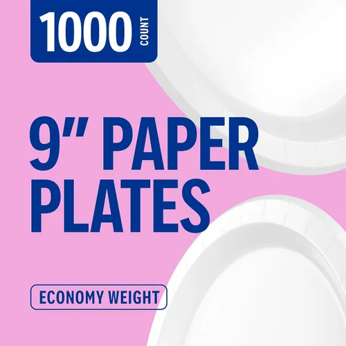 Miniatura 3 de Perk - Platos de papel de 9 pulgadas, 1000 unidades a granel, platos desechables sin revestimiento para cenas, fiestas y uso diario
