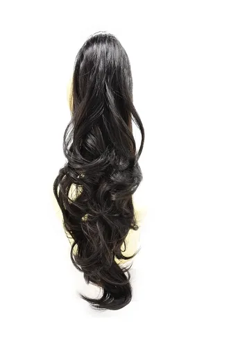 Miniatura 13 de Natural Mujeres Onduladas Chic Garra Pinza Pinza Cola de Caballo Coqueto Capa Extensión de Pelo 14" Rizado Fibra de Alta Temperatura Extensión de 1#