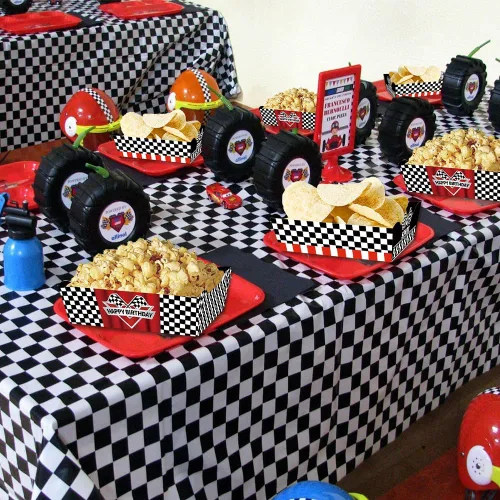 Miniatura 6 de 24 Piezas Bandejas de Comida Temática de Autos de Carreras Suministros para Fiestas de Pista de Carreras Decoraciones Vajilla Temática de Deportes