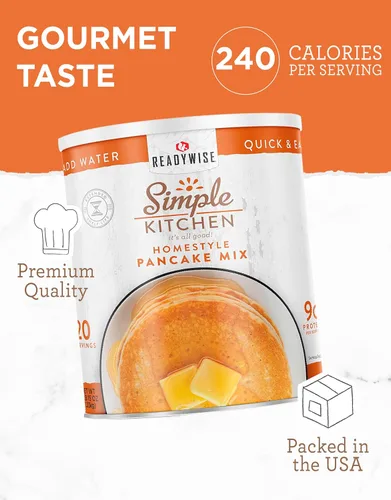 Miniatura 6 de Simple Kitchen Mezcla de Panqueques Caseros – 20 Porciones para Preparación de Comidas Familiares, Supervivencia, Solo Agrega Agua Comida Enlatada