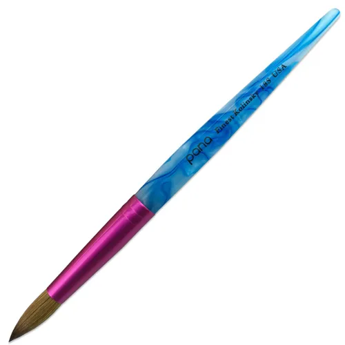 Miniatura 27 de PANA Pure Kolinsky Hair - Pincel para uñas acrílicas de pelo, forma redonda, virola rosa con mango azul con remolino blanco (tamaño 16)