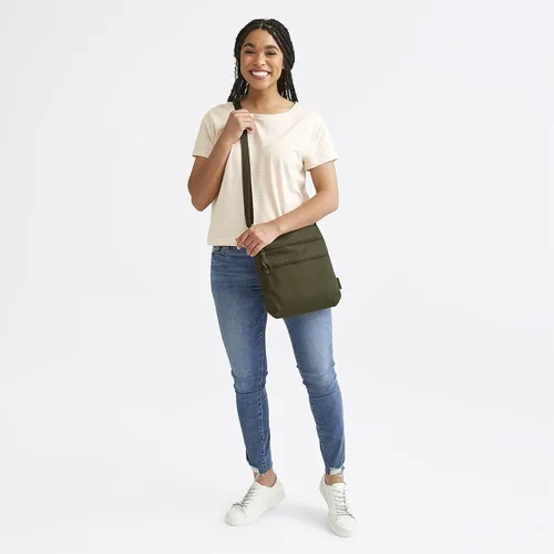 Miniatura 5 de Vera Bradley - Bolsa cruzada para mujer, de algodón característico de la marca, con triple cremallera, hipster