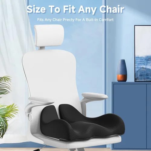 Miniatura 5 de Benazcap Cojín de asiento de memoria extra grande para silla de oficina, cojín ergonómico para aliviar la presión y la ciática