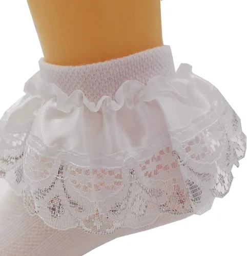 Miniatura 4 de Xiyadun 5 pares de calcetines de algodón de encaje con volantes para bebés y niñas pequeñas