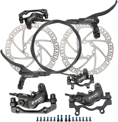 JFOYH zoom HB876 Juego de Frenos Hidráulicos de Disco de 4 Pistones Pre-Lleno para Bicicleta de Montaña, Kit de Frenos de Disco de Bicicleta con