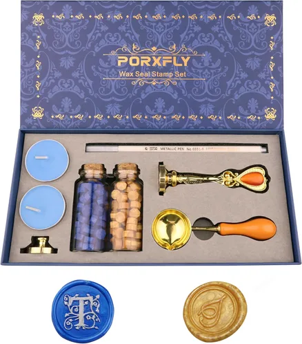 Miniatura 25 de Juego de 2 sellos de cera con letra J, kit de sellos de cera del alfabeto inicial, caja de regalo vintage, sello de la serie de letras de la A a
