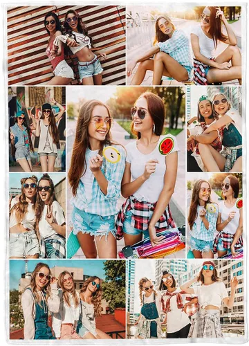 Manta personalizada con texto de fotos, manta con imagen personalizada para padre, mamá, niños, perros, amigos o pareja, collage de 9 fotos, 32 x 48